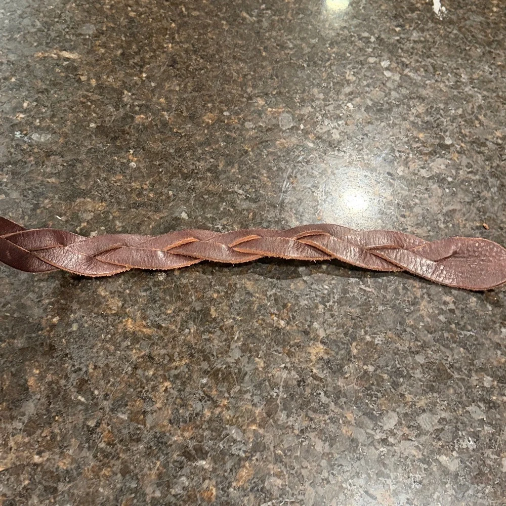 Fossil Brown Leather Belt Thick Braided